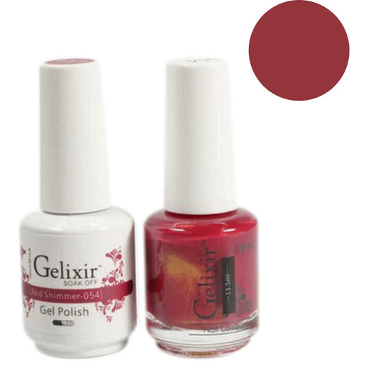 Gelixir Gel Polish & Nail Lacquer Duo Red Shimmer - #54 Gelixir