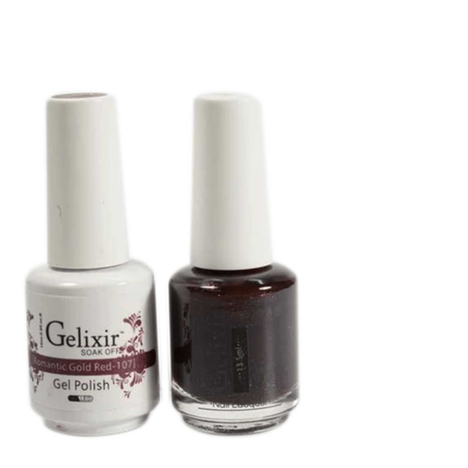 Gelixir Gel Polish & Nail Lacquer Duo Romantic Gold Red - #107 Gelixir