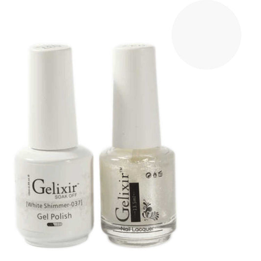 Gelixir Gel Polish & Nail Lacquer Duo White Shimmer - #37 Gelixir