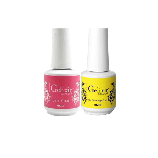 Gelixir Gel Soak Off Base Coat & No Wipe Topcoat Gelixir