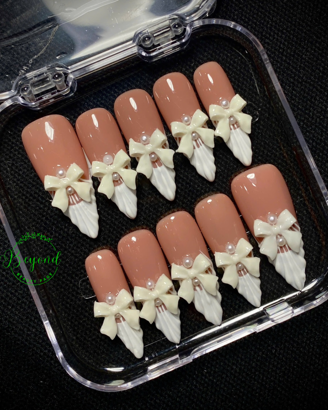 Handmade Luxury Press on nail white Beyond Beauty Page