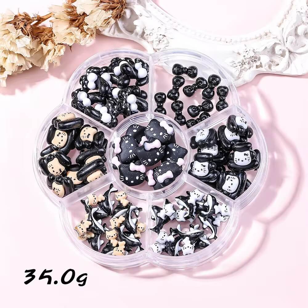 Nail Charm Black Hello Kitty with mix Design Premier Nail Supply