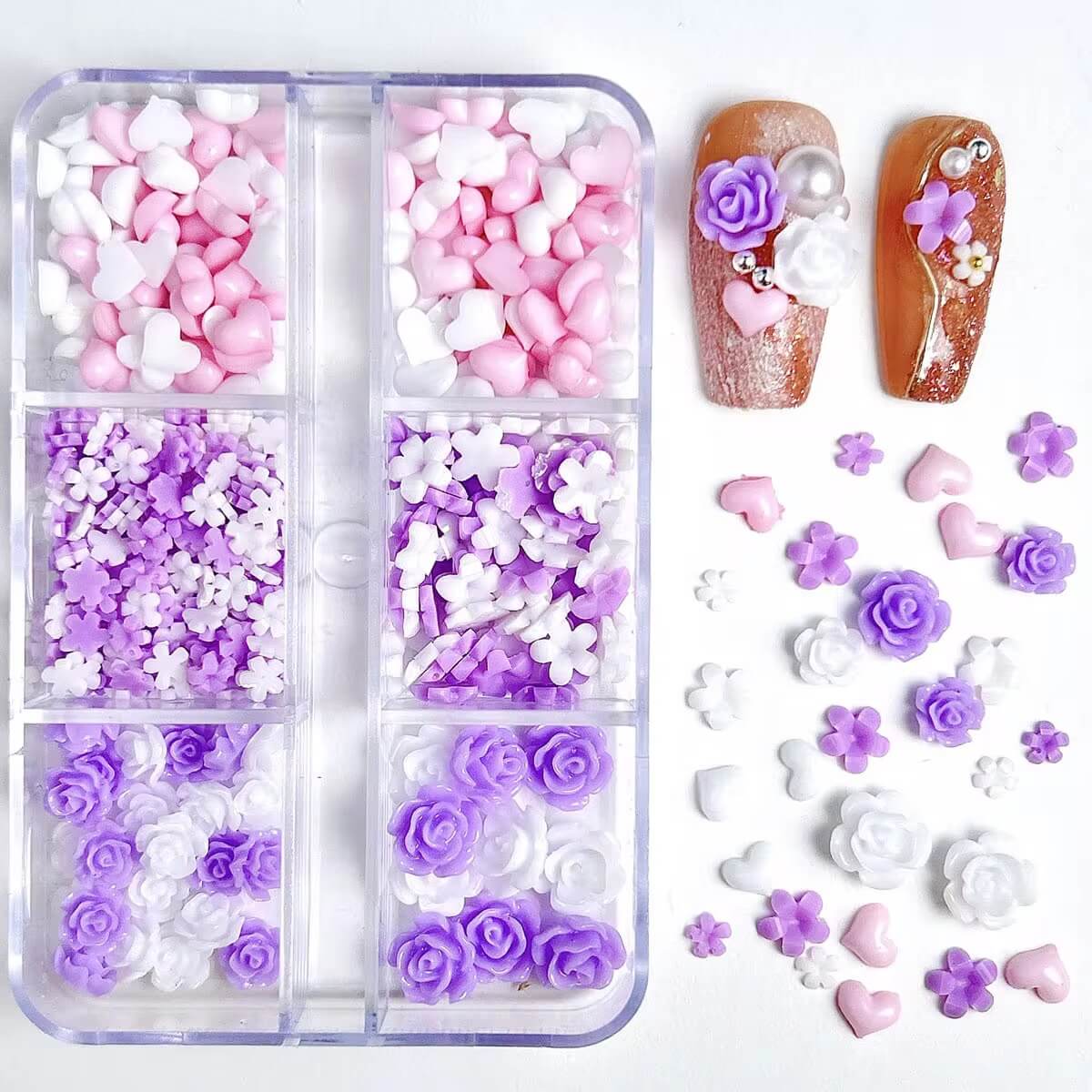 Nail Charm Purple Rose Flower with Mix Pink ♥ Premier Nail Supply