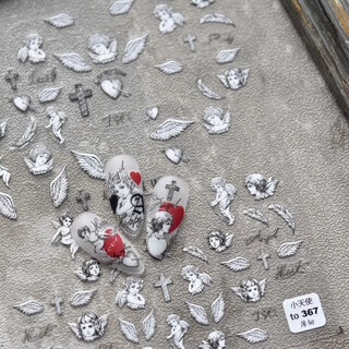 Nail Sticker White Angel with Wings #to367 Premier Nail Supply