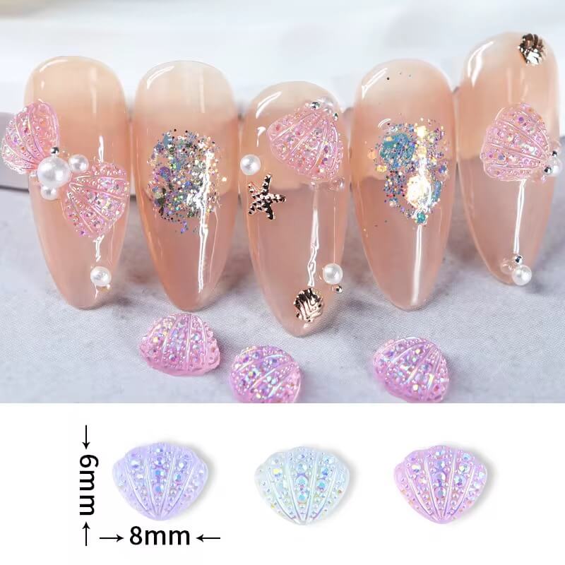 Nail Charm 3D Color Ocean Seashells 6grits/Box Premier Nail Supply