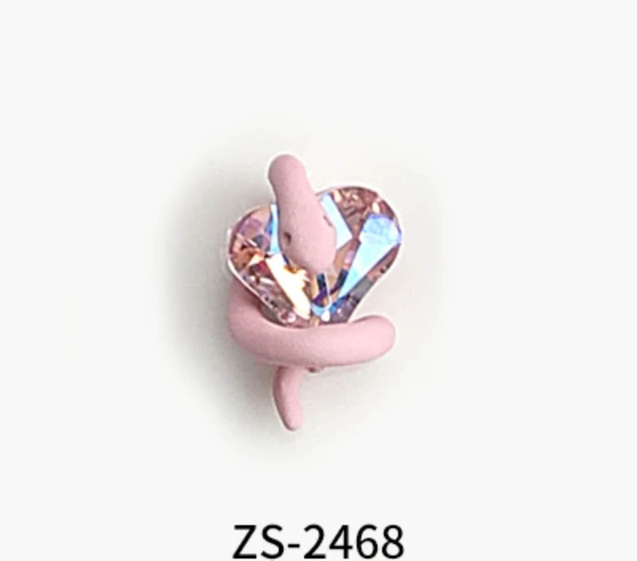 Nail Charm Pink Heart With Pink Snake 2pcs/bag Premier Nail Supply