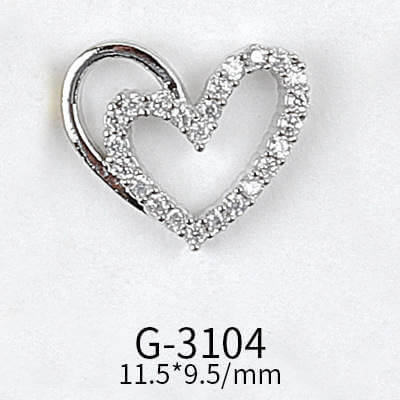 Nail Charm Double Heart Diamond 2pcs/bag Premier Nail Supply