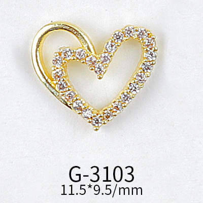 Nail Charm Double Heart Diamond 2pcs/bag Premier Nail Supply