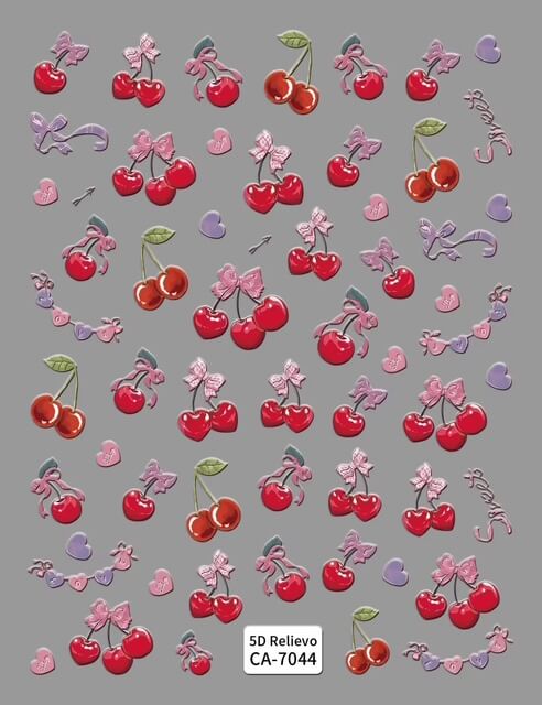 Nail Sticker 5D-Embossed Red Cherry #5DCA7044 Premier Nail Supply