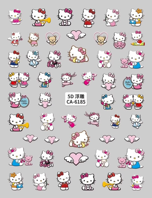 Nail Sticker 5D-Embossed Hello Kitty #5DCA6185 Premier Nail Supply
