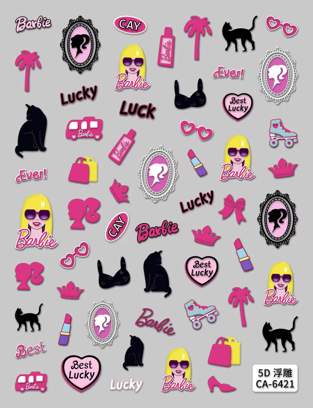 Nail Sticker 5D-Embossed Barbie #5DCA6421 Premier Nail Supply