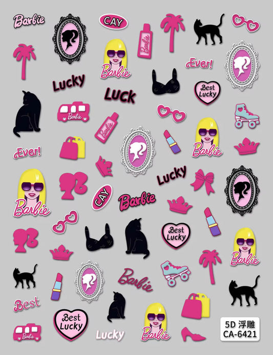 Nail Sticker 5D-Embossed Barbie #5DCA6421 Premier Nail Supply