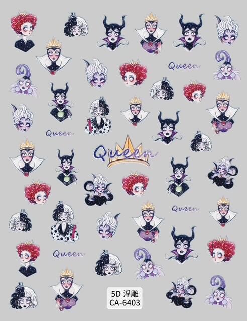 Nail Sticker 5D-Embossed Maleficent Queen 5DCA6403 Premier Nail Supply
