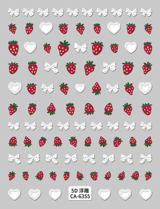 Nail Sticker 5D-Embossed Strawberry #5DCA6355 Premier Nail Supply
