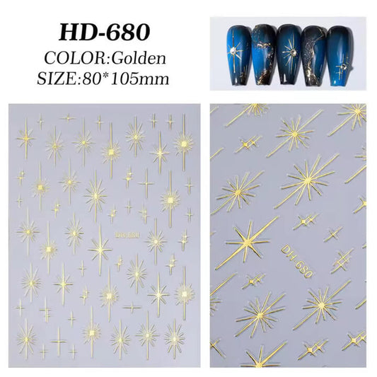 Nail Sticker Gold Cross Star #HD680 Premier Nail Supply