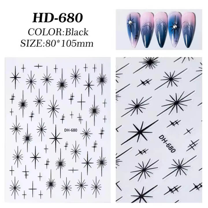 Nail Sticker Black Cross Star #HD680 Premier Nail Supply
