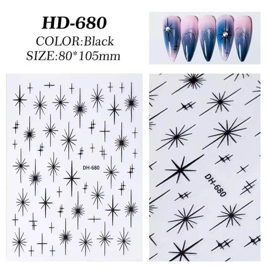 Nail Sticker Black Cross Star #HD680 Premier Nail Supply
