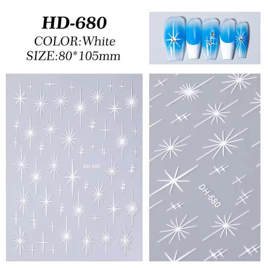 Nail Sticker White Cross Star #HD680 Premier Nail Supply