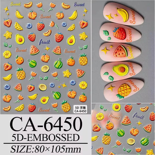 Nail Sticker 5D-Embossed Mix Fruit Sweet #5DCA6450 Premier Nail Supply