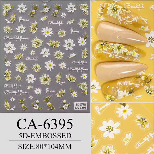 Nail Sticker 5D-Embossed Daisy Flower #5D-Embossed #5DCA6395 Premier Nail Supply