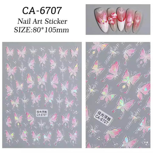 Nail Sticker Pink Butterfly #CA6707 Premier Nail Supply