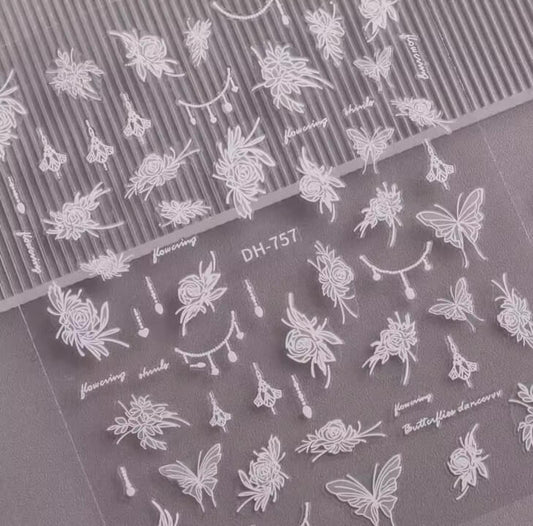 Nail Sticker White Rose #DH757 Premier Nail Supply
