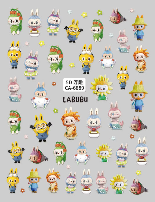 Nail Sticker 5D-Embossed Labubu #5DCA6889 Premier Nail Supply