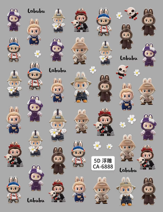 Nail Sticker 5D-Embossed Labubu #5DCA6888 Premier Nail Supply