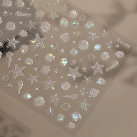 Nail Sticker White Seashells with Star Fish #SL1038A Premier Nail Supply