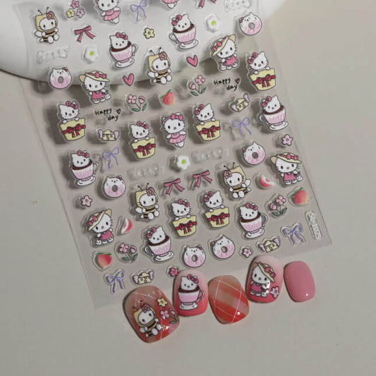 Nail Sticker 5D Embossed Kitty Happy Day #SL1025 Premier Nail Supply