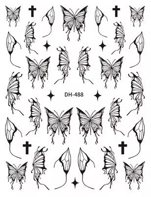 Nail Sticker Black Butterfly with Cross #DH488 Premier Nail Supply