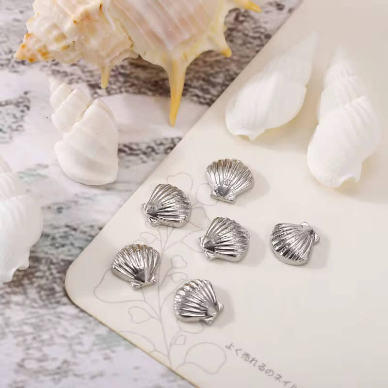 Nail Charm Silver Seashells 2pcs/Bag Premier Nail Supply