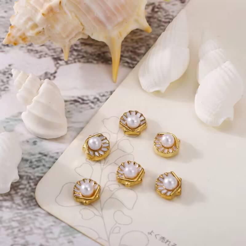 Nail Charm White Seashells Nail Charms with Pearl 2pcs/Bag Premier Nail Supply