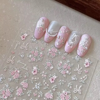 Nail Sticker Pink Flower #YT4104 Premier Nail Supply