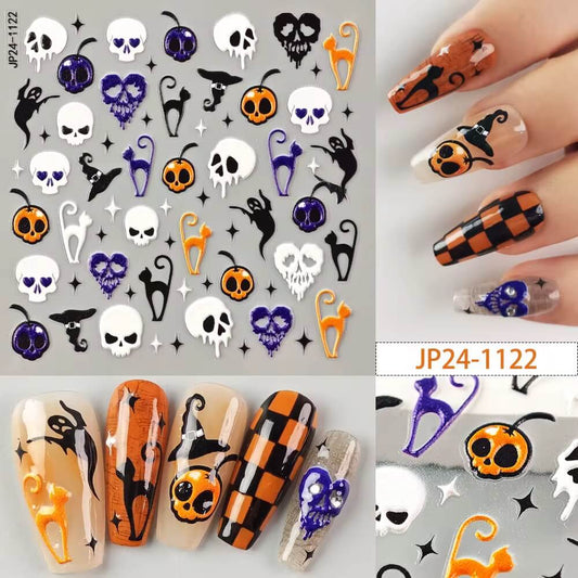 Nail Sticker Halloween Skull, Black Cat #JP241122 Premier Nail Supply