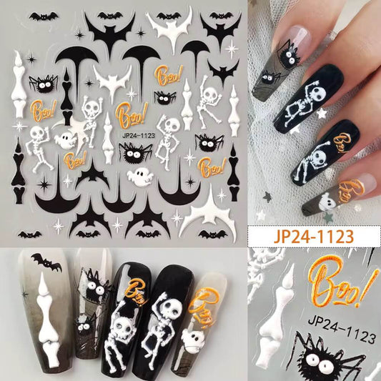 Nail Sticker Halloween Skull Carleton, Black Bat #JP241123 Premier Nail Supply