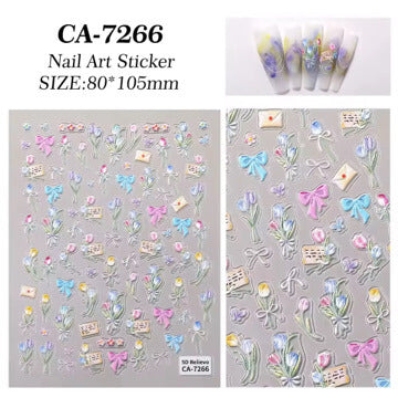 Nail Sticker  5D Tulip Flower with Bow #CA7266 Premier Nail Supply