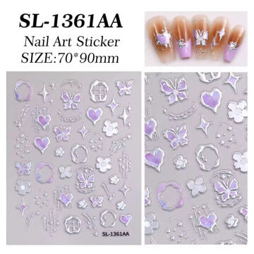 Nail Sticker 5D Purple Heart Butterfly #SL1361AA Premier Nail Supply