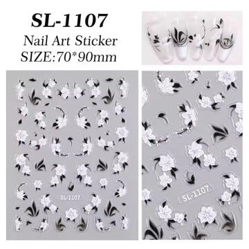 Nail Sticker White Flower #SL1107 Premier Nail Supply