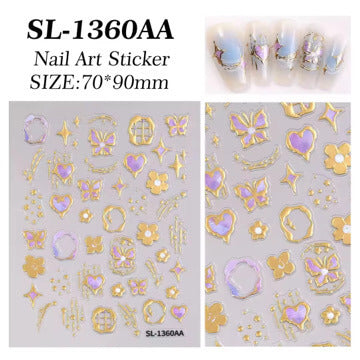 Nail Sticker Gold Flower with Butterfly #SL1360AA Premier Nail Supply