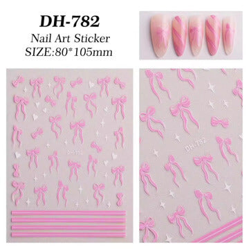 Nail Sticker Pink Bow with Line #DH782 Premier Nail Supply
