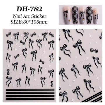 Nail Sticker Black Bow with Line #DH782 Premier Nail Supply