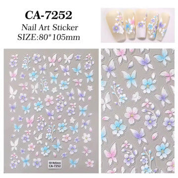 Nail Sticker - Flower with Butterfly #CA7252 Premier Nail Supply