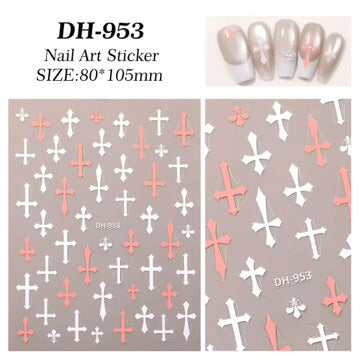 Nail Sticker Cross Pink and White #DH953 Premier Nail Supply