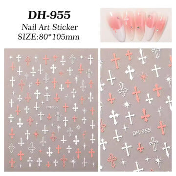 Nail Sticker Cross Pink and White #DH955 Premier Nail Supply