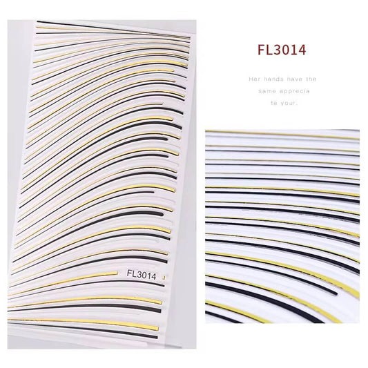 Nail Sticker Line Gold, Black #FL3014 Premier Nail Supply