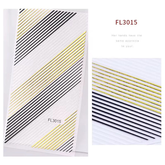 Nail Sticker Line White,Gold,Black #FL3015 Premier Nail Supply