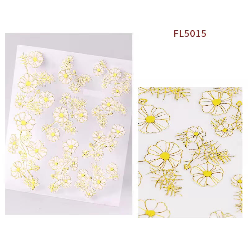 Nail Sticker White Gold Flowers #FL5015 Premier Nail Supply