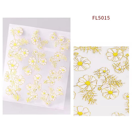 Nail Sticker White Gold Flowers #FL5015 Premier Nail Supply