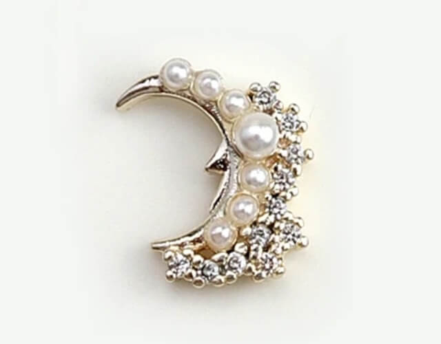 Nail Charm Half Moon with Rhinestone Pearl 2pcs/Bag Beyond Beauty Page